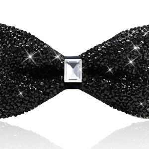 Sparkling Black Bow Tie with Gem Accent